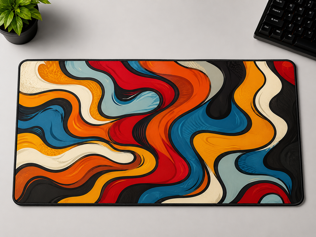 Vibrant Flow Abstract Desk Pad
